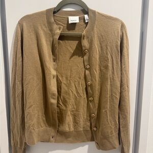 Burberry Brand New Cashmere Camel Button-Up Cardigan
